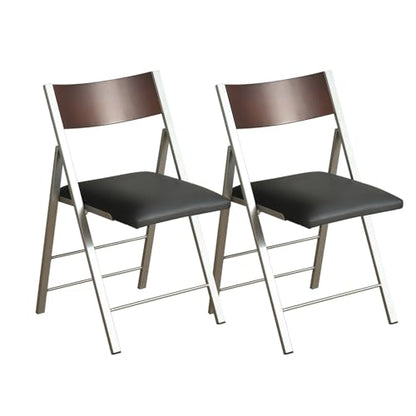 Folding Chairs 2 Pack, 450Lbs Steel Frame Foldable Dining Chairs, Black | 1.37" Folded, Waterproof Rustproof Indoor Outdoor Padded Folding Chairs for Dining Room, Conference Rooms, Weddings, Events - color: Black