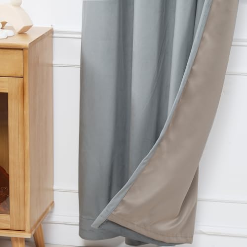 INLINAS 52W x 96L Inch Velvet Blackout Curtain - Luxurious Softness with Light Control, Thermal Insulated, Noise Reduction, Energy Saving Set of 2 Panels, Grey - color: Grey, size: 52"W x 96"L (Pack of 2)