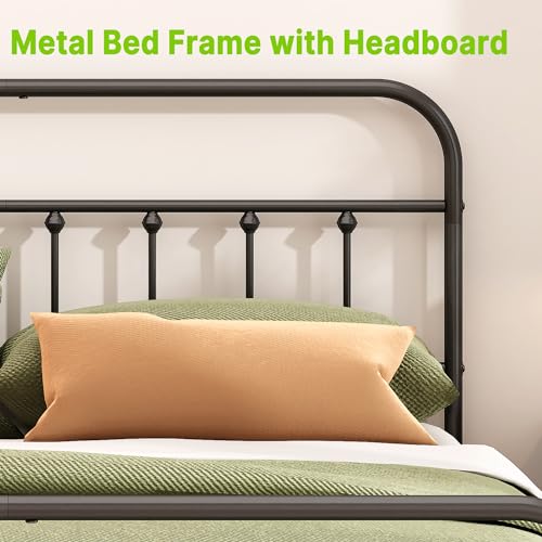 Kujielan Metal Bed Frame Full Size,Easy to Assemble,Black | Structurally Stable, Heavy Duty Steel Slat Supported, No Box Spring Needed, Easy Removal and Transport - size: Full