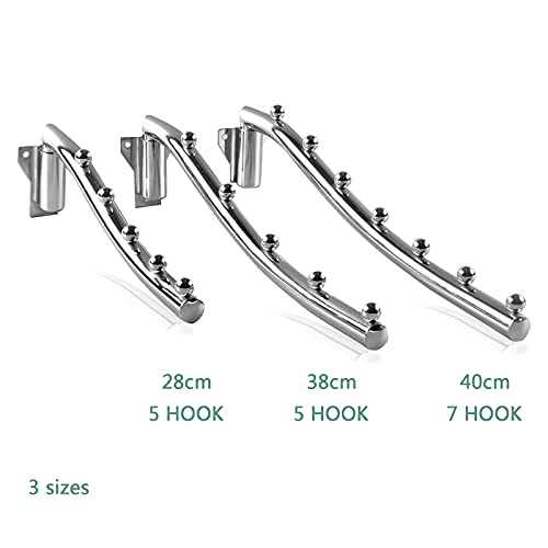 2 Pack Clothes Hanger Rack Wall Mount with 180°Rotation Swing Arm | Folding Garment Hook Suit Hangers Coat Storage Organizer for Laundry Room Bedroom Clothing Drying Rack with 5 Hooks - color: 5 Hanger * 2 38CM