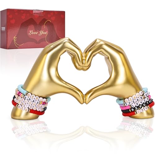 DOVDOV Heart Hand Sculpture, Gold Shelf Decoration Aesthetics for Room Bookshelf Coffee Table Dining Table Centerpiece, Birthday Gift and Memorial Gift for Women, Girlfriend Girls Mom. - color: Gold