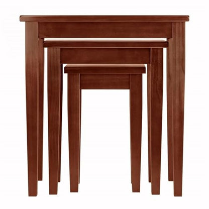 Pemberly Row 3-Piece Solid Wood Nesting Tables, Antique Walnut Finish, Stackable Design, Includes Small, Medium, Large Sizes, Transitional Style for Living Room or Home Office Use - style: Straight Edge Top