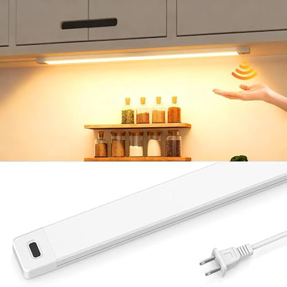 MYPLUS 16 Inch Under Cabinet Lights with Hand Wave, Under Counter Lighting 3000K Warm White,Dimmable,Plug and Play,LED Lights for Kitchen Cabinet, Cupboard, Closet, Desk - color: 3000K-Warm White, size: 16inch-1Pack