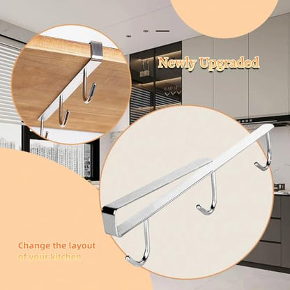 Mug Hooks Under Cabinet , 304 Stainless Steel Cup Hooks for Hanging Under Shelf, Mug Organizer Rack with 6 Hooks for Displaying Mugs, Coffee Cups and Kitchen Utensils,Fit for 0.8" or Less thickness - size: 2 Pieces