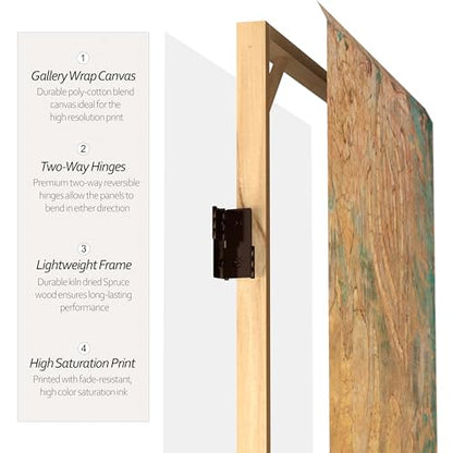 Red Lantern 6 ft. Tall Double Sided Brass Blossoms Canvas Room Divider - color: Brass Blossoms