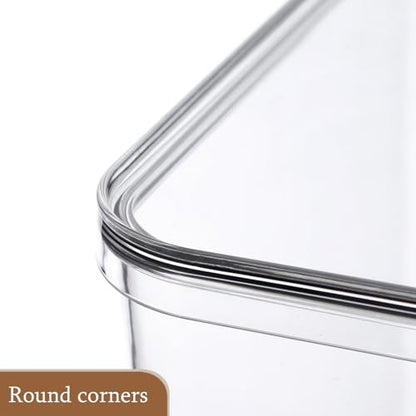 Clear Storage Bins with Lids 4 Packs, Stackable Transparent Storage Containers, Food Grade Fridge Kitchen Cabinet Organizer, Storage Boxes for Fruits , Bathroom and Pantry Organization (4 Small) - size: 4 Small