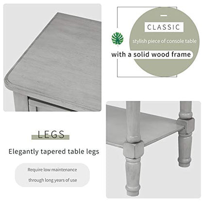 Knocbel Narrow Console Table with 3 Storage Drawers and Bottom Shelf, Entryway Hallway Foyer Slim Sofa Table for Small Spaces, Easy Assembly (Gray Wash) - color: Gray Wash