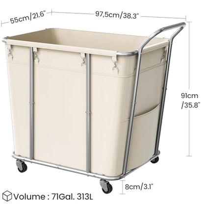 Laundry Sorter, 313L Large Laundry Basket, Rolling Hamper, Minimalist Laundry Organizer on Wheels, for Laundry Room, Bedroom, Guest Room, Beige TXY09WM