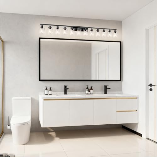 12 Light Bathroom Light Fixtures, Black Bathroom Lighting Fixtures Over Mirror Matte Black Modern Vanity Lights Wall Lighting for Mirror Bedroom, Living Room (78.7inch) - color: Black, size: 12-light