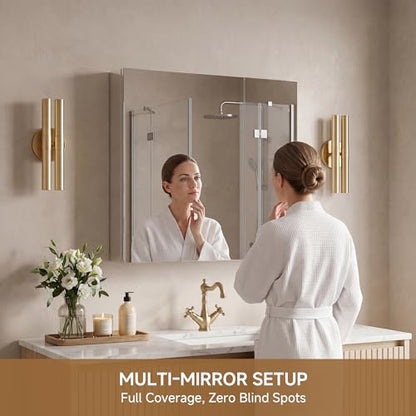 30" x 30" Bathroom Medicine Cabinet with Mirror, Recessed or Wall Mount | Medicine Cabinets with Adjustable Glass Shelves, Soft-Closed Hinge, Chrome Aluminum Frame, Reverse Installation - size: 30" x 30"