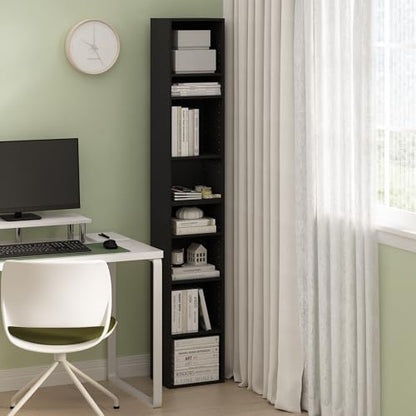 Furinno PASIR Book Shelf, 8-Tier Bookshelf, Bookcase with Open Shelf, 9.3 x 11.8 x 70.9, for Living Room, Bedroom, Home Office, Blackwood - color: Blackwood, size: 8-Tier, 12-Inch Width