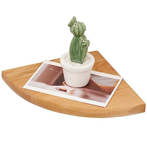 Oak Corner Shelf 7 inches Natural Wood Floating Corner Shelves Round End Wall Mounted Display Shelf Corner Plant Stand for Bathroom Kitchen Bedroom Livingroom Floating Shelves - size: 7 inches