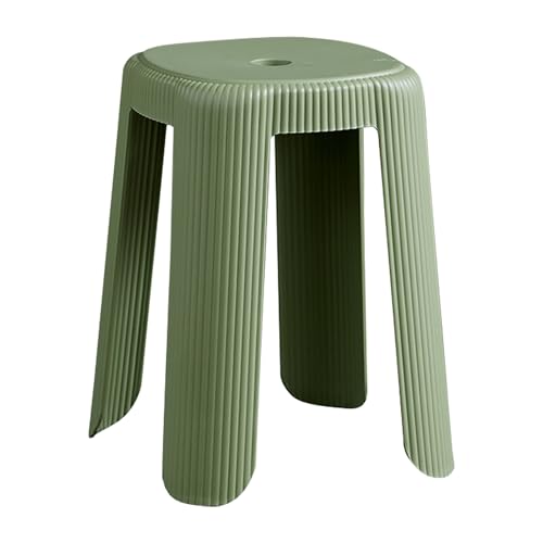 Stackable Round Stools, Space-Saving Plastic Chairs,Family Gathering, Backless Space Saving Vanity Chair for Bedroom Dining Room Living Room,Green - color: Green