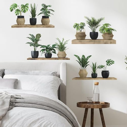 Green Plant Wall Decals 3D Bonsai Tropical Betterfly Wall Sticker Creative Vinyl Peel and Stick Removable Wall Art Decor for Living Room Bedroom Home Office (Green Plant 4) - style: Green Plant 4