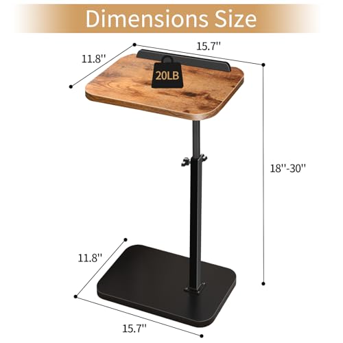 Small End Table Adjustable Height Side Table for Small Spaces | 90° Flip-Over Panel Side Table 360° Swivel TV Tray Couch Tables that Slide Under, Food Snack Trays for Sofa Bed Living Room - size: 11.8 inch X 15.7 inch