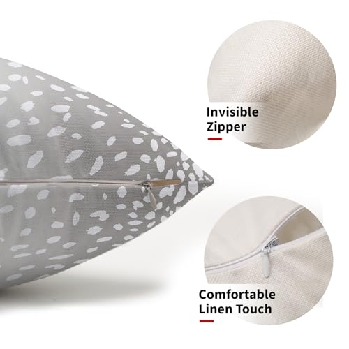Antelope Lumbar Pillow Covers 12X20 Inch Gray Taupe Faux Fawn Deer Animal Print Decorative Pillow Cases Modern Neutral Cotton Linen Throw Pillows Set of 2 Home Decor For Sofa Porch Couch Outdoor - color: Gray Taupe, size: 20" x 12" (Pack of 2)