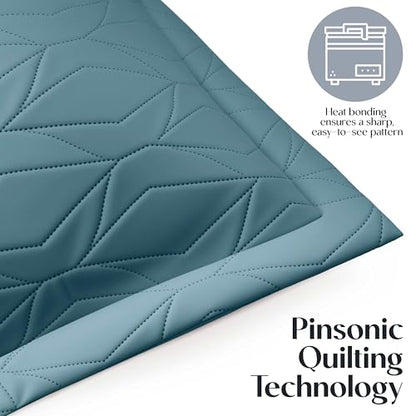 Clara Clark Quilts Twin Size - All Season Bedspread Coverlet Set, Pinsonic Weave Lightweight Bedding Set - 5 Piece Twin Quilt Set with Pillow Shams, Stone Blue - Twin Ellipse - color: 26 – Stone Blue – Ellipse, size: Twin