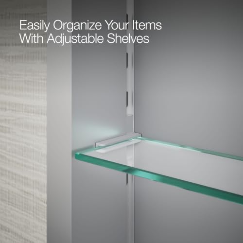 Kohler 55060-NA Embark Slim Medicine Cabinet Mirror, Adjustable Shelves, Bathroom Organizers and Storage, 16 in. W x 20 in. H - size: 16 in. x 20 in., style: Flat Edge