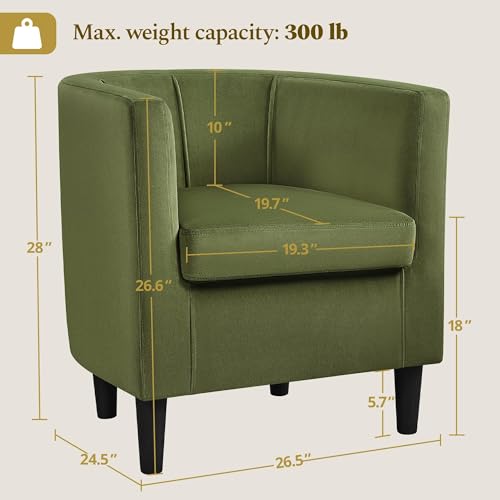 Yaheetech Barrel Accent Chair, Modern Armchair, Olive Green | Soft Velvet Chair with High-Density Foam Seat, Upholstered Barrel Sofa Chair for Living Room Bedroom Waiting Room - color: Olive Green, size: Set of 1