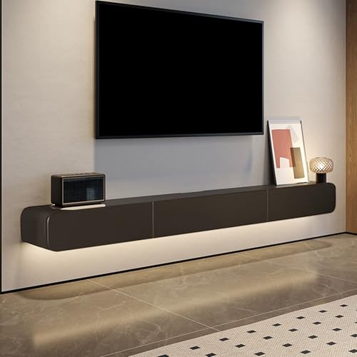 Solid Wood Floating TV Stand Wall Mounted, Black, 47.2" Wall Mounted Entertainment Center Console, Hanging tv Media Shelf for Living Room, Bedroom (DSGBLACK-B, 47.2IN) - color: Dsgblack-b, size: 47.2IN