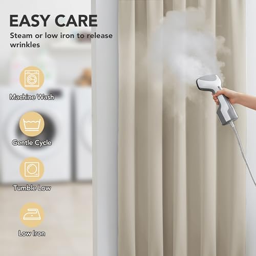 Deconovo Blackout Door Curtain for Glass Doors 72 Inches Long | 1 Panels Set, Thermal Insulated, Dual Rod Pockets, Adjustable Tieback, Privacy Panel, Light Beige, 25 x 72 Inch