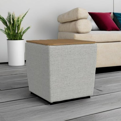 HomePop 19" Storage Ottoman with Wood Top - Gray Woven - color: Gray Woven