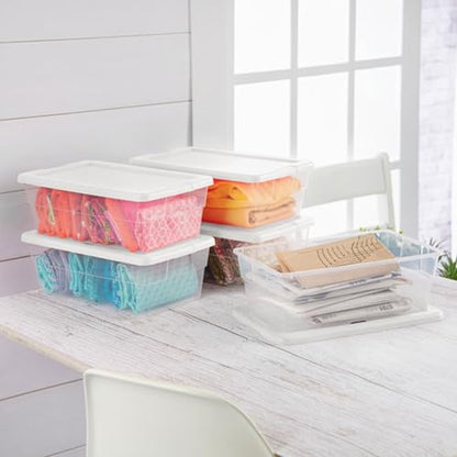 Sterilite 48-Pack 6 Quart Storage Box, Stackable Clear Plastic Bins with Snap-On Lids – Heavy-Duty Organizing Containers for Closet, Bathroom & Office - size: 6 Quart, style: 48 Pack