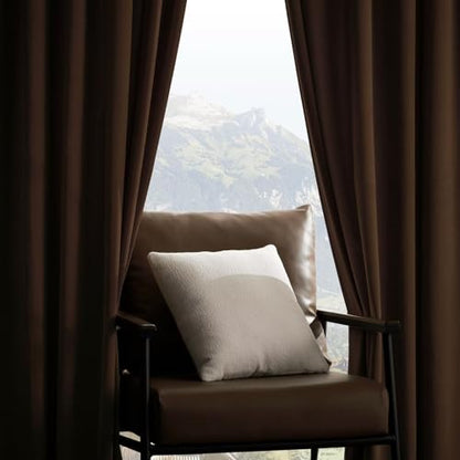Joydeco Camel Brown Velvet Curtains 63 inch Length 2 Panels, Luxury Blackout Rod Pocket Thermal Insulated Window Curtains, Super Soft Room Darkening Drapes for Living Room Bedroom,W52 x L63 inches - color: Rod Pocket | Camel Brown, size: 52"W x 63"L (Pack