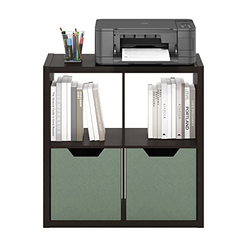 Furinno CUBICLE 4-Cube Book Shelf, Extra Thick Frame Bookshelf, Dark Oak | 14.6" x 30" x 30", Reversible Bookcase with Open Back, for Living Room, Bedroom, Home Office - color: Dark Oak, size: 4-Cube
