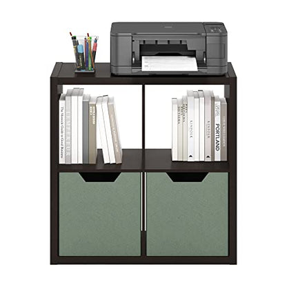 Furinno CUBICLE 4-Cube Book Shelf, Extra Thick Frame Bookshelf, Dark Oak | 14.6" x 30" x 30", Reversible Bookcase with Open Back, for Living Room, Bedroom, Home Office - color: Dark Oak, size: 4-Cube