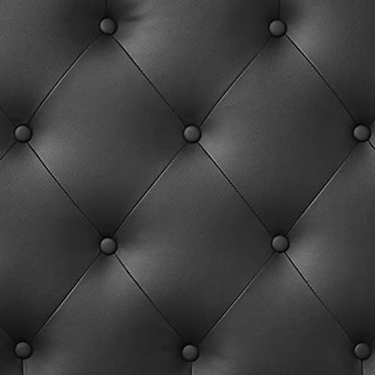 Baxton Studio Myra Modern and Contemporary Full Size Black Faux Leather Upholstered Button-Tufted Scalloped Headboard - color: Black, size: Full