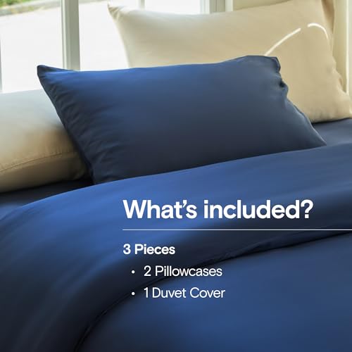 DOZ Duvet Cover Set, 100% Viscose derived from Bamboo, Organically Grown, Buttery Soft, Cooling Duvet Covers, High GSM, 1 Duvet Cover and 2 Pillowcases, 90"x90" (Sapphire, Full/Queen) - color: Sapphire, size: Full/Queen