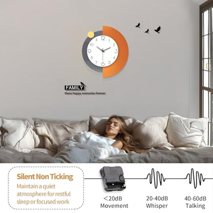FLEBLE Decorative Wall Clock Silent Large Clock Battery Operated Home Decor | Analog Quality Quartz Wall Clock for Living Room,Kitchen,Office,Bathroom,Bedroom,Classroom Wall Decor,18x20 inches - size: 18*20in