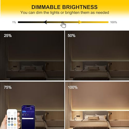 Pandery COB LED Strip Lights Warm White,24V Dimmable led Light Strip KIT with Remote and app Control,3000K 25FT/7.5m 8mm Wide Ra>90 Cuttable Flexible Strip Lights for Bedroom,Wardrobe,Cabinet - color: 3000K Warm white, size: 25FT