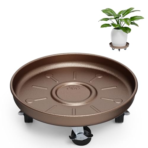 Plant Caddy With Wheels 14" Metal Plant Saucers for Indoors 390 Lb Capacity | Rolling Plant Stand, 360° Locking Casters Heavy Duty Planter Caddies, Rustproof and Waterproof, and Easy to Move, 1 Pack - size: 1 PACK 14 INCH