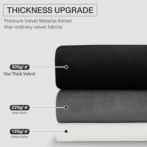 Wide Black Velvet Curtains 96 inches for Living Room, 2 Panels | 300GSM Soft Heavy Velvet, Thick Privacy Room Dividers, Thermal Insulated, Noise Reducing, Energy Saving, Bedroom, Home Office - color: Neutral Series - Black, size: 62"W x 96"L (Pack of 2)