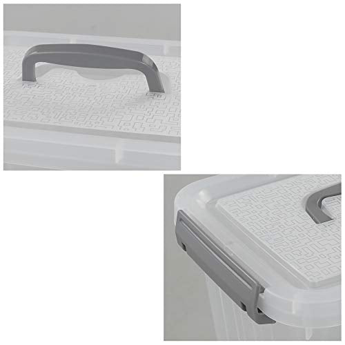 6-Pack Plastic Storage Box, 6 L Clear Storage Bins with Lid | 10.6"L x 7.6"W x 6.3"H, Integrated Top Handle, SecureLatches, Versatile For Craft, Cosmetic And Small Supply Storage - size: 6 L