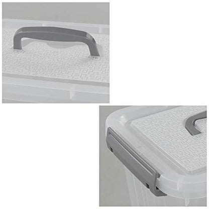 6-Pack Plastic Storage Box, 6 L Clear Storage Bins with Lid | 10.6"L x 7.6"W x 6.3"H, Integrated Top Handle, SecureLatches, Versatile For Craft, Cosmetic And Small Supply Storage - size: 6 L