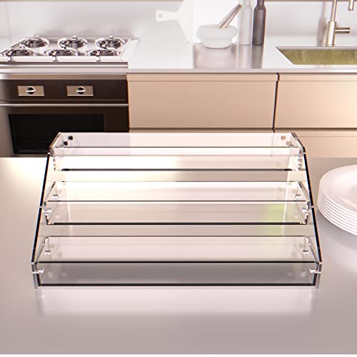 Homakover 3 Tier Acrylic Spice Rack Kitchen Organizer, Sturdy Construction, Space Saving, Great for Cabinets, Pantry, Countertops - color: 3 Tier