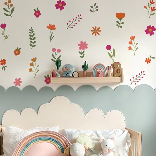 Nursery Wall Stickers Boho Kids Room Decor Girls Bedroom Removable Wall Decals Vinyl Murals DIY Cute Decorations 12 Sheets - color: S, size: 8.28*5.83 inches*12 sheets