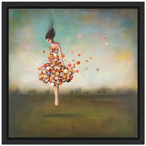 Amanti Art Framed Canvas Wall Art 16x16 Boundlessness in Bloom by Duy Huynh, Framed Wall Art Canvas, Abstract Artwork, Modern Decor, Small Poster Painting for Living Room, Bedroom, Bathroom, Kitchen, - color: Sylvie Black, size: 16"L x 16"W