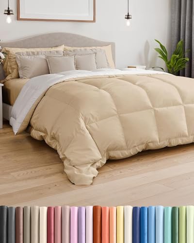 Comforter Queen - Reversible Comforter - Cream & Antique White, 88" x 88" | Soft & Comfy, Quilted White Comforter with Corner Tabs, Box Stitched Down Alternative Bedding for Men, Women, Kids & Teens - color: Cream/Antique White, size: Queen (88" x 88")