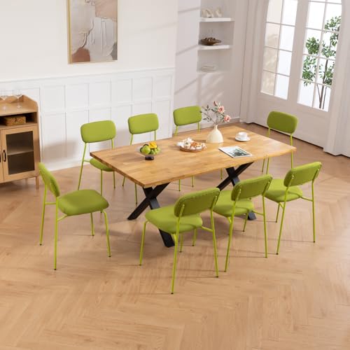 Sidanli Stackable Waiting Room Chairs, Armless Dining Chairs Without Wheels Set of 4 with Comfotable Cushion for Reception Break Room Lobby, Green - color: Green
