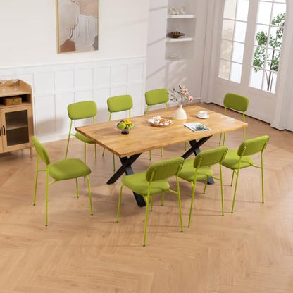 Sidanli Stackable Waiting Room Chairs, Armless Dining Chairs Without Wheels Set of 4 with Comfotable Cushion for Reception Break Room Lobby, Green - color: Green