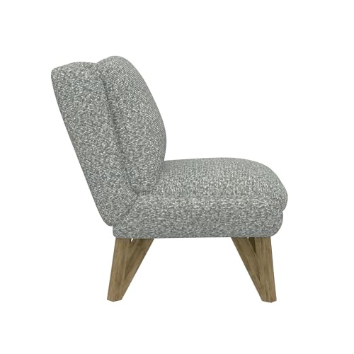 Gray Accent Chair with Cushion, High Back & Armless, Brown Wood Legs, Modern Reading Chair for Bedroom, Living Room, Waiting Room