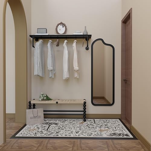 Clothes Rack 42in, Wall Mounted Garment Racks with Real Black Wood Shelf, Heavy Duty Hanging Clothes Rack, Multi-Purpose Hanging Rod, Space-Saving Closet Storage - color: Black, size: 1T42IN