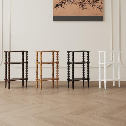 Veegle Side Table, Small End Table with Storage Shelf, 3-Tier Small Coffee Tables for Living Room Bedroom Narrow Spaces(Walnut Brown) - color: Walnut Brown-3 Tier Shelf