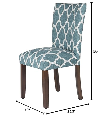 HomePop Parsons Classic Upholstered Accent Dining Chair, Set of 2, Teal and Cream Geometric - color: Teal and Cream, style: Pack of 2