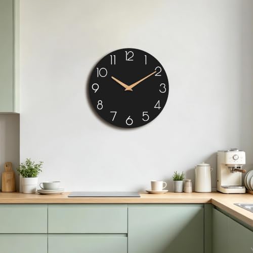 cicininc 10 Inch Battery Operated Wall Clock, Silent Analog, Black | Living Room | Kitchen | Office | Bathroom | Modern Style | Easy-to-read Numbers - color: C_black, size: 10"
