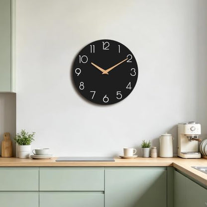 cicininc 10 Inch Battery Operated Wall Clock, Silent Analog, Black | Living Room | Kitchen | Office | Bathroom | Modern Style | Easy-to-read Numbers - color: C_black, size: 10"